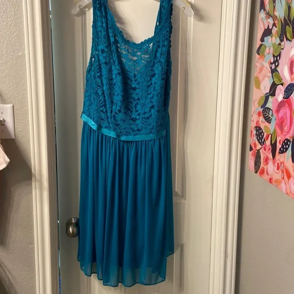 david bridal blue dress Gathered Waist Midi Dress - Royal Blue main image 0